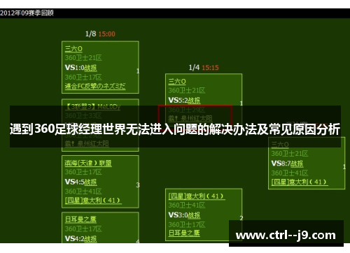 遇到360足球经理世界无法进入问题的解决办法及常见原因分析